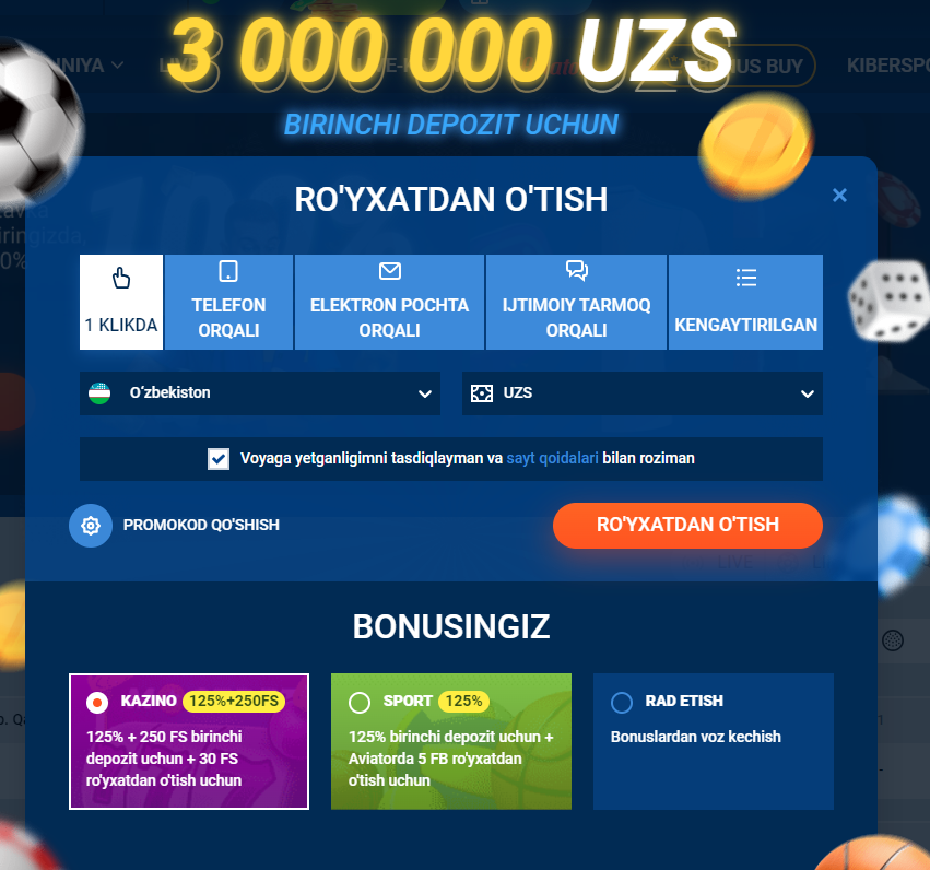 Tanlangan o'yinlarga pul tikish